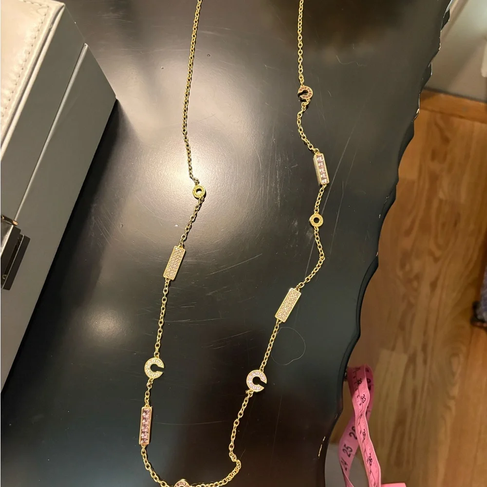 Gold and Pink Chain Necklace - Picture 2 of 14